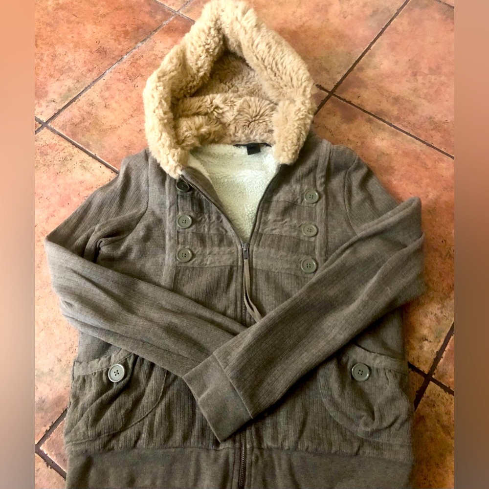 Marc by Marc Jacobs size L lined jacket with hood.